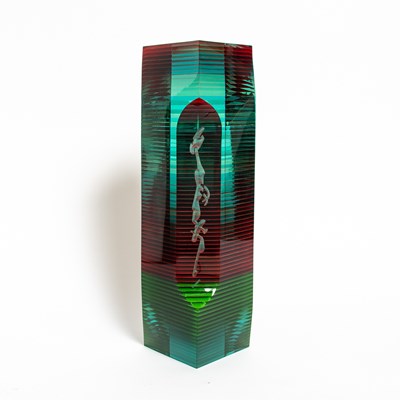 Lot 417 - Bohumil Eliáš Jr. Cut, Polished and Laminated Glass Tower-Form Sculpture