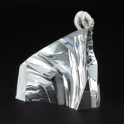 Lot 355 - Steuben Sterling Silver-Mounted Glass Sculpture Titled Ice Bear
