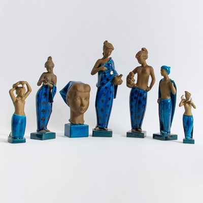 Lot 354 - Seven Royal Copenhagen Parcel Glazed Stoneware Figures