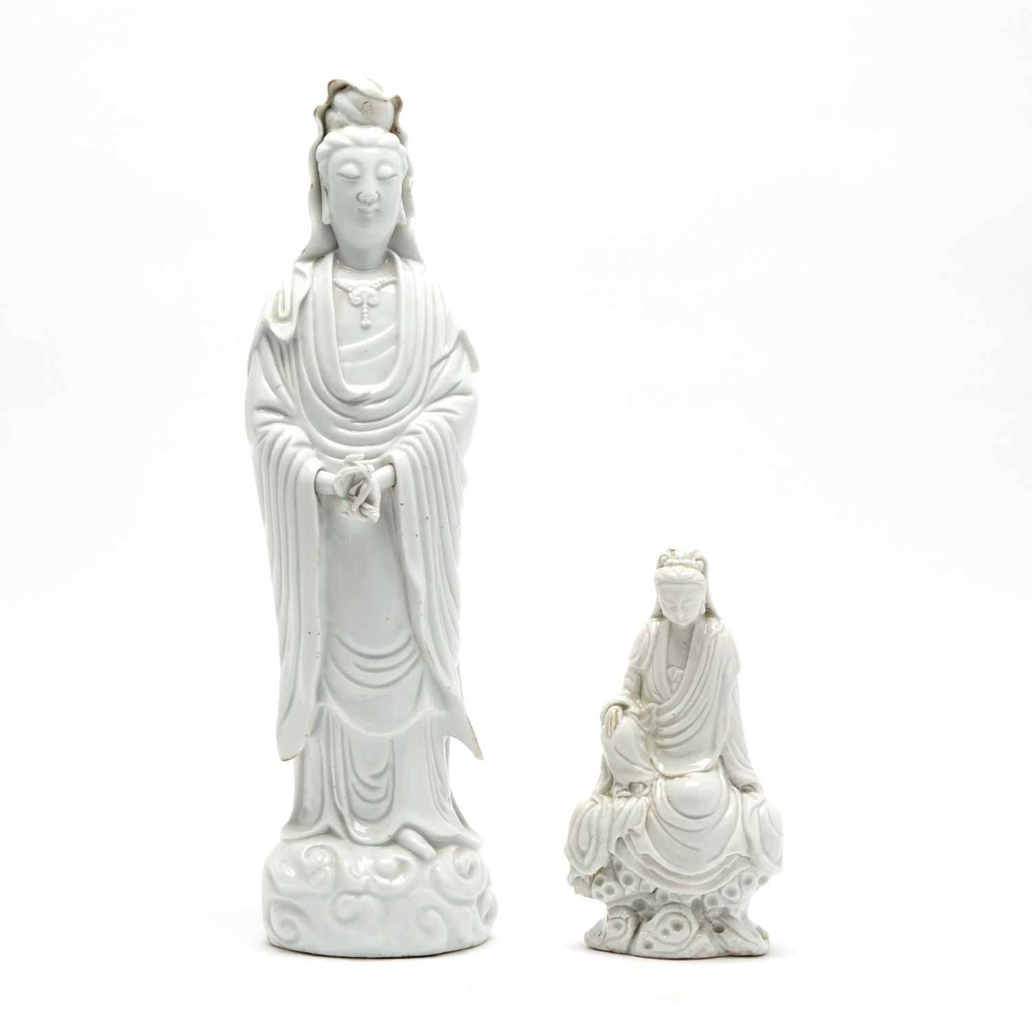 Lot 91 - Two Chinese Dehua Porcelain Figures of Guanyin