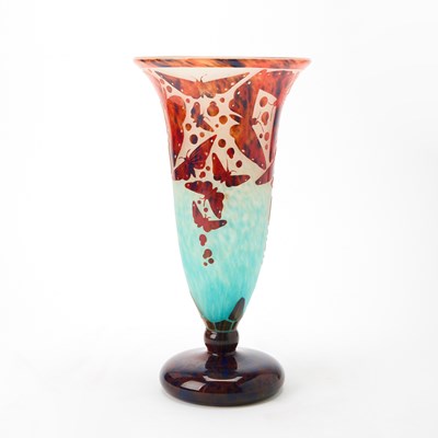 Lot 268 - Le Verre Francais Art Deco Acid-Etched Cameo Glass “Papillons” Vase