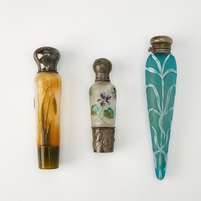 Lot 250 - Three Metal-Mounted Cameo Glass Scent Bottles