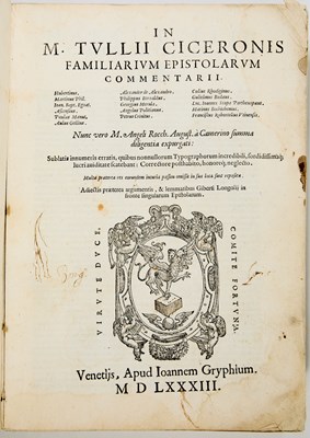Lot 24 - Cicero's letters in a contemporary binding with manuscript waste