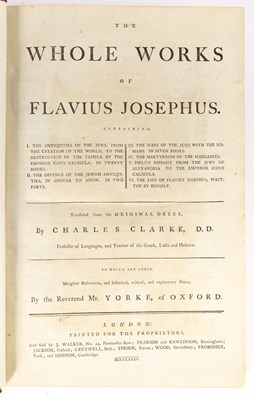 Lot 51 - The Whole Works of Flavius Josephus, translated by Charles Clarke
