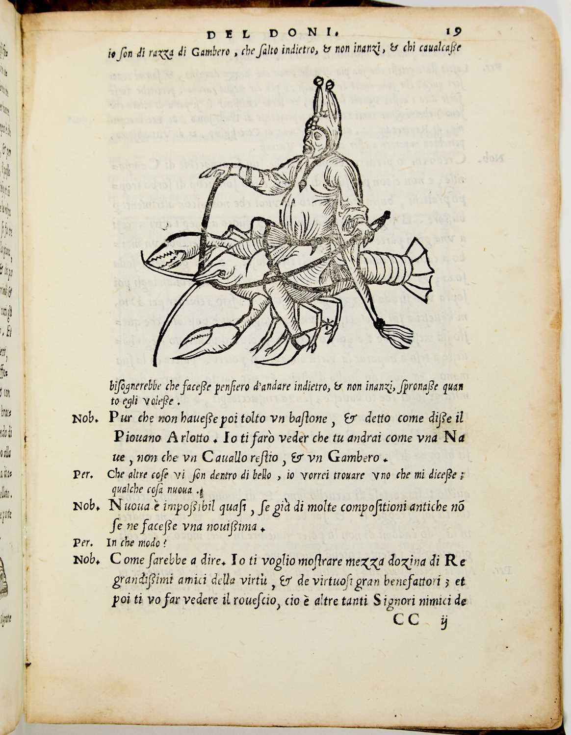 Lot 14 - The first edition of Doni's I Marmi, with manuscript binder's waste