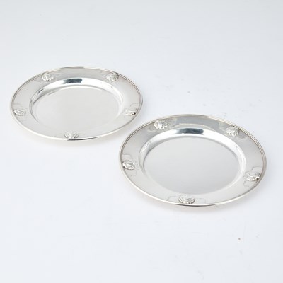 Lot 321 - Pair of Georg Jensen Sterling Silver "Blossom" Pattern Wine Coasters