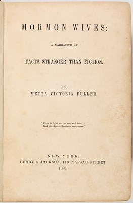 Lot 163 - Two works of nineteenth century social commentary, including one on Mormon polygamy