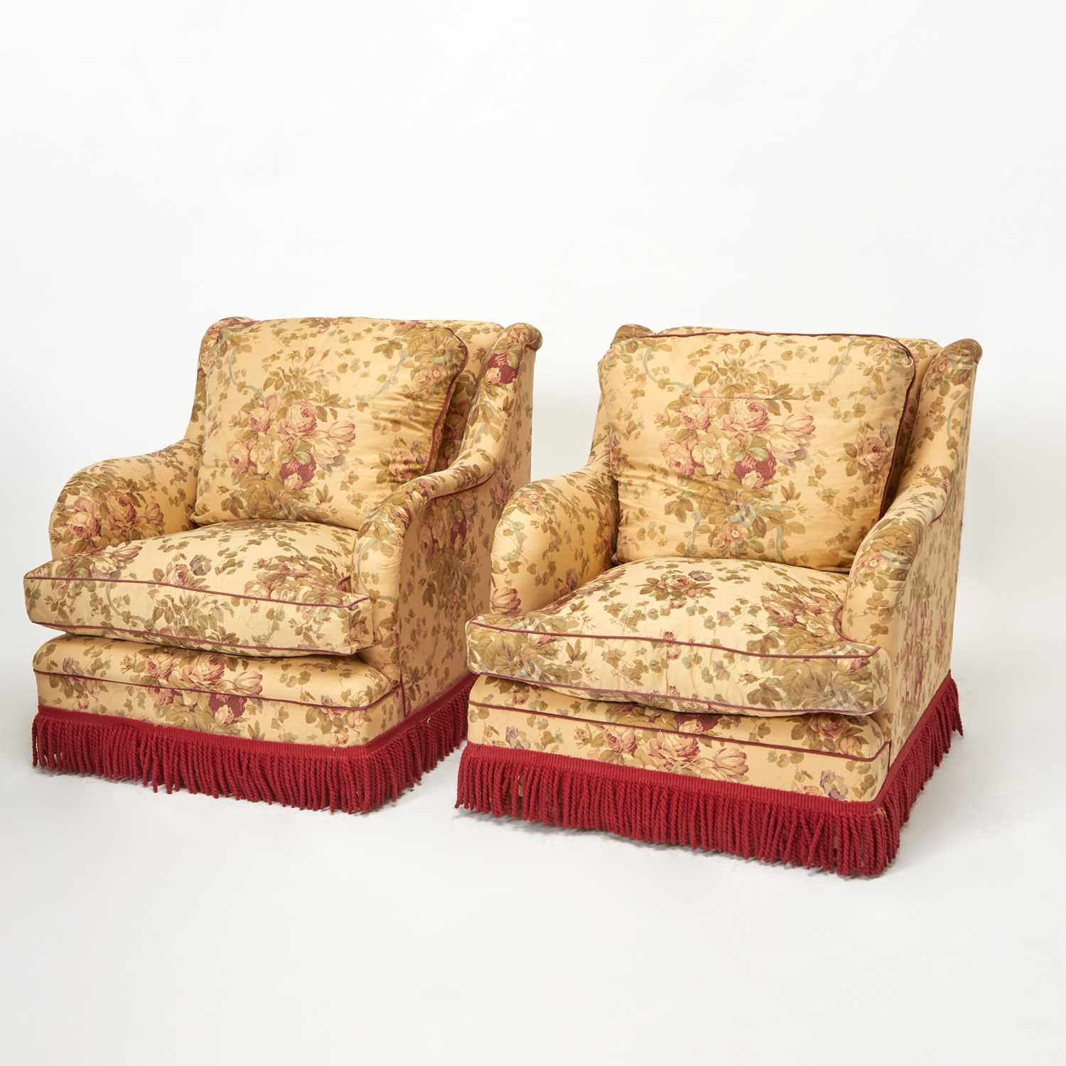 Lot 284 - Pair of English Upholstered Club Chairs by Geoffrey Bennison