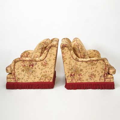 Lot 284 - Pair of English Upholstered Club Chairs by Geoffrey Bennison