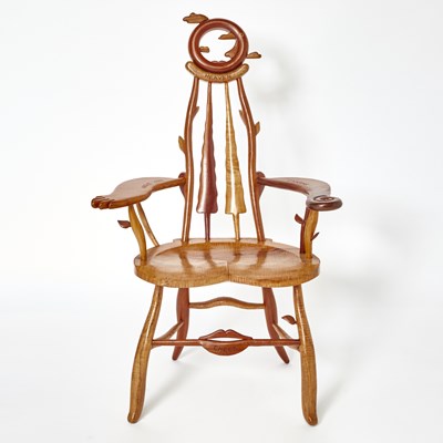 Lot 425 - Tommy Simpson Studio Mixed Woods Armchair
