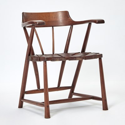 Lot 349 - Wharton Esherick Walnut and Leather Armchair