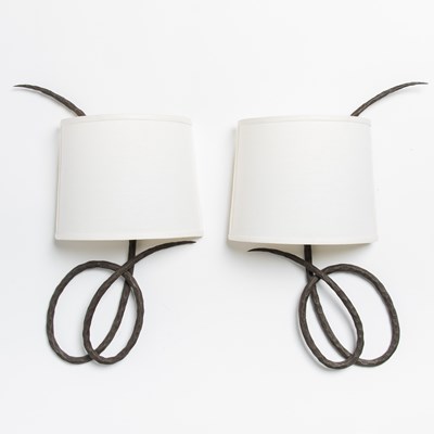 Lot 416 - Pair of Hand-Forged Iron "Bibi" Single-Light Wall Sconces