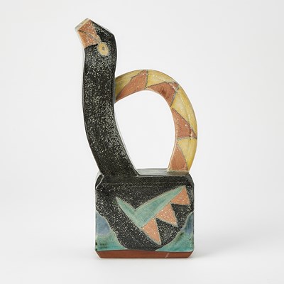 Lot 392 - Sara Post Hand-Painted Redware Pitcher