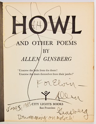 Lot 251 - A wonderful association copy of Howl, inscribed to Elvin Jones