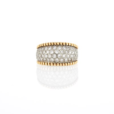 Lot 1201 - Two-Color Low Karat Gold and Diamond Band Ring