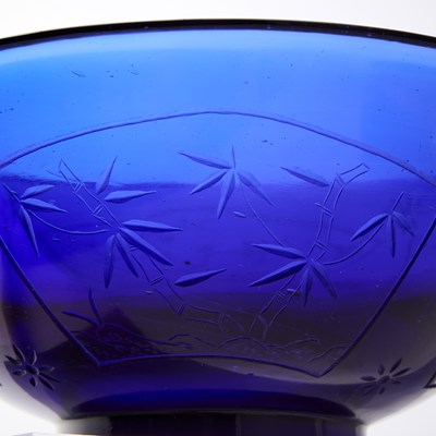 Lot 58 - A Chinese Etched Blue Glass Bowl