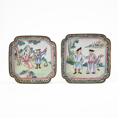 Lot 404 - Two Chinese European-Subject Canton Enamel Dishes
