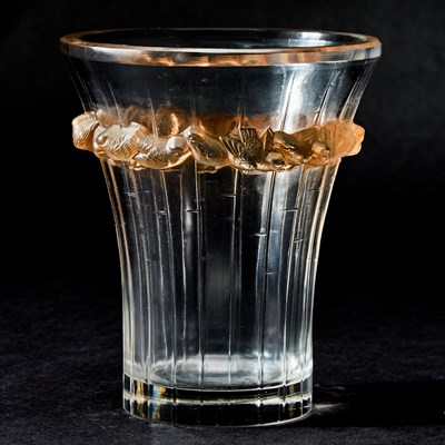 Lot 735 - R. Lalique Molded Glass " Boulouris" Vase