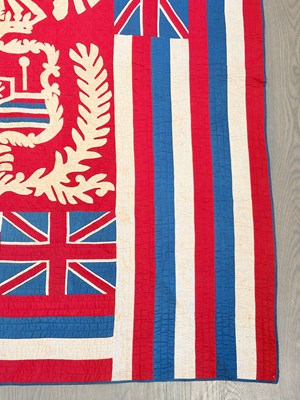 Lot 6 - Pieced and Appliqued Cotton Hawai'ian Pre-Statehood Flag Quilt