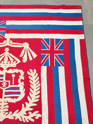 Lot 6 - Pieced and Appliqued Cotton Hawai'ian Pre-Statehood Flag Quilt