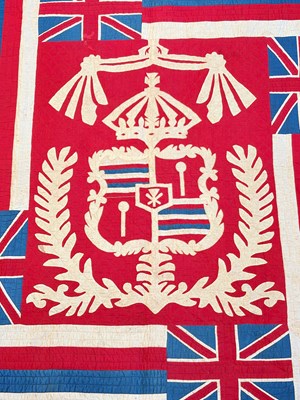 Lot 6 - Pieced and Appliqued Cotton Hawai'ian Pre-Statehood Flag Quilt