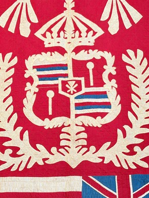 Lot 6 - Pieced and Appliqued Cotton Hawai'ian Pre-Statehood Flag Quilt