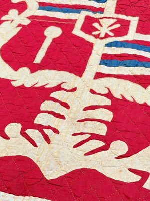 Lot 6 - Pieced and Appliqued Cotton Hawai'ian Pre-Statehood Flag Quilt