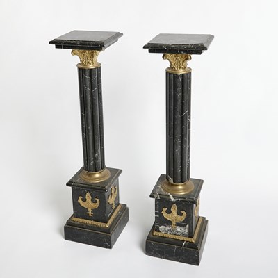 Lot 121 - Pair of Empire Style Gilt-Bronze-Mounted Marble Pedestals