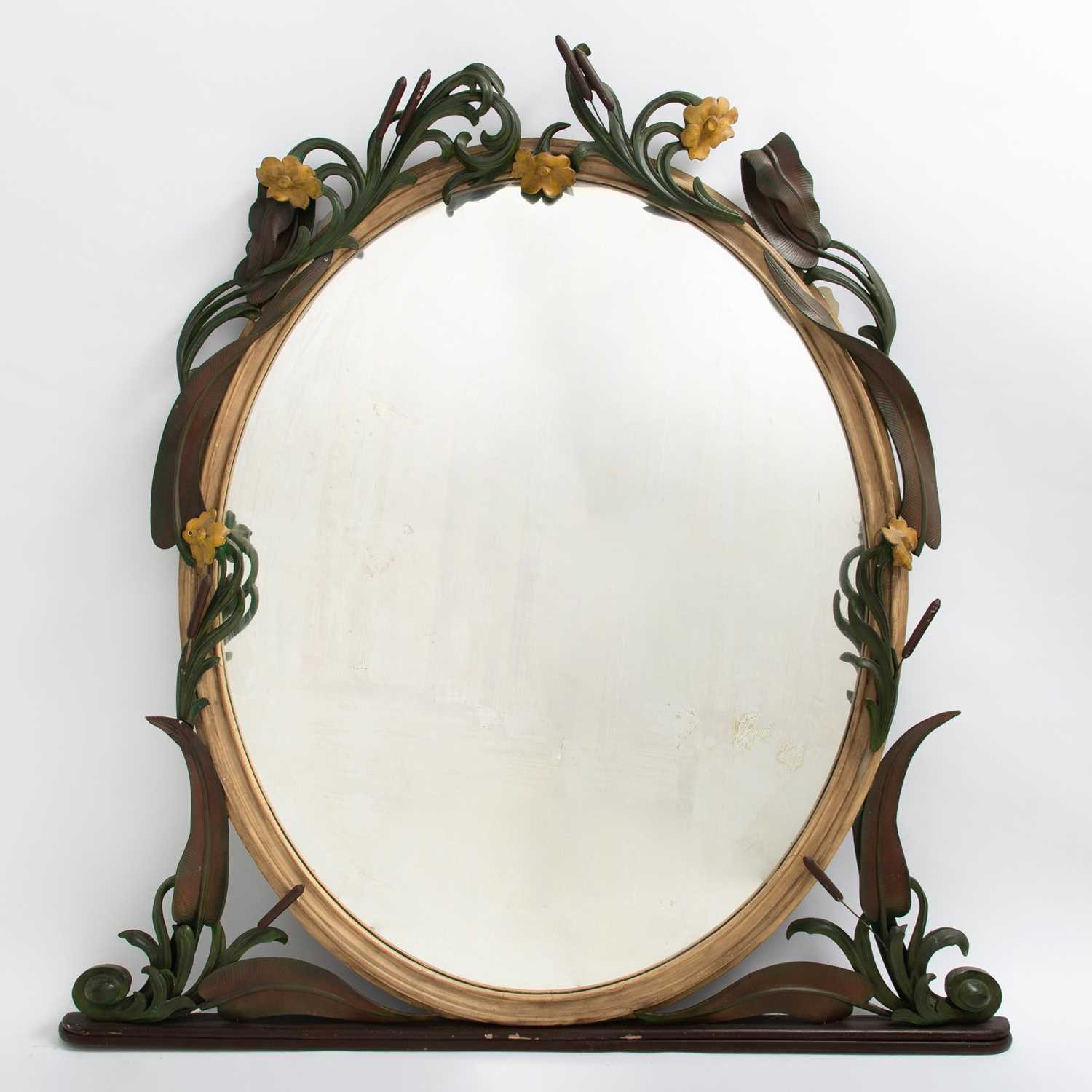 Lot 190 - Art Nouveau Style Painted Wood Mirror