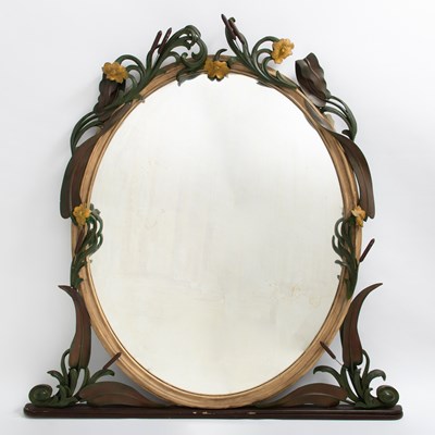 Lot 190 - Art Nouveau Style Painted Wood Mirror