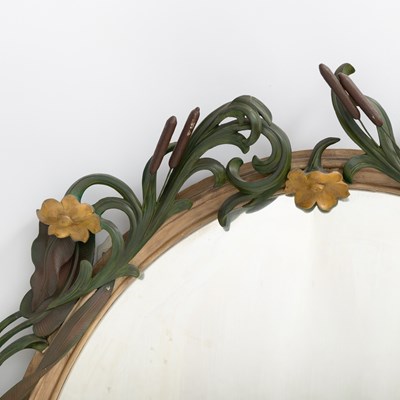 Lot 190 - Art Nouveau Style Painted Wood Mirror