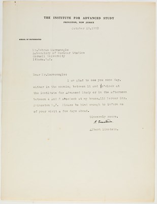 Lot 113 - A letter from Einstein to a fellow physicist