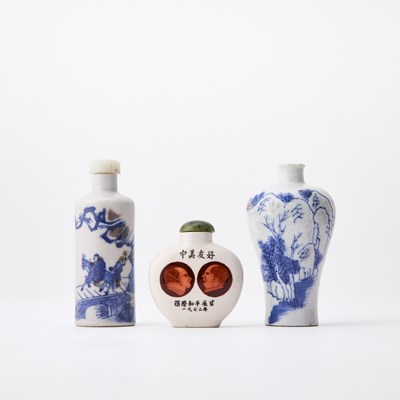 Lot 626 - Three Chinese Porcelain Snuff Bottles