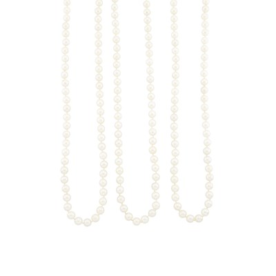 Lot 1182 - Three Long Cultured Pearl Necklaces