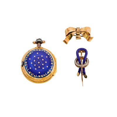 Lot 1129 - Antique Gold, Silver, Enamel and Diamond Jewelry