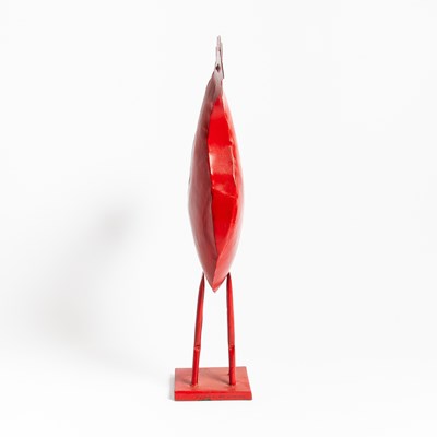 Lot 120 - Red Painted Sheet Metal Figure of a Rooster