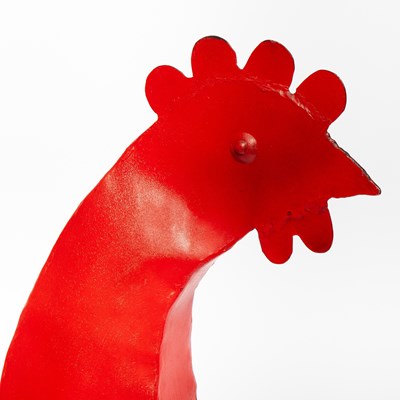 Lot 120 - Red Painted Sheet Metal Figure of a Rooster