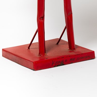 Lot 120 - Red Painted Sheet Metal Figure of a Rooster