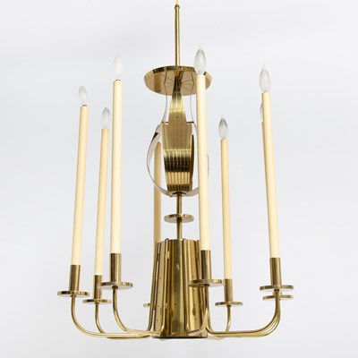 Lot 369 - Tommi Parzinger Brass Eight-Arm Chandelier