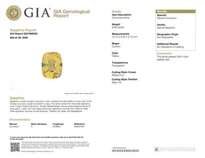 Lot 147 - Gold, Platinum, Yellow Sapphire and Diamond Pendant with Gold Chain Necklace