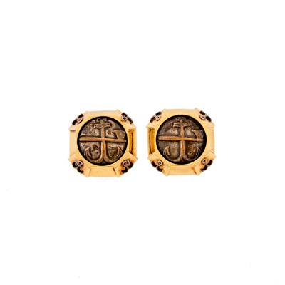 Lot 2211 - Pair of Gold, Silver and Metal Earclips