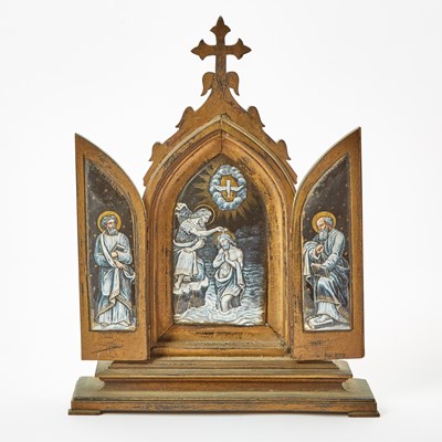 Lot 141 - Limoges Enamel Table Triptych