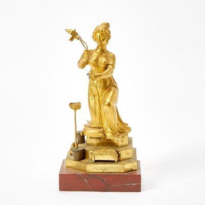 Lot 189 - French Gilt-Bronze Figure of a Woman Holding a Floral Sprig