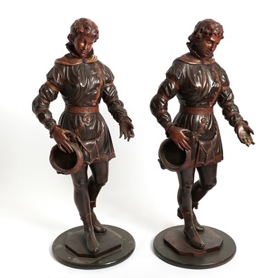 Lot 729 - Pair of Italian Carved Wood Figures