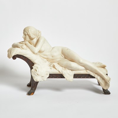 Lot 194 - Italian Art Deco Marble and Wood Reclinig Nude