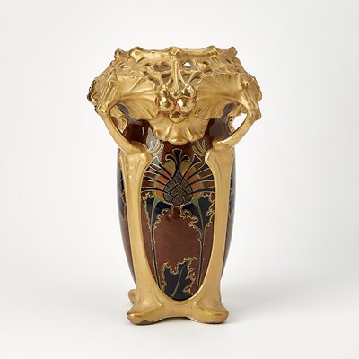 Lot 252 - Ernst Wahliss Art Nouveau Gilt and Hand-Painted Earthenware Vase