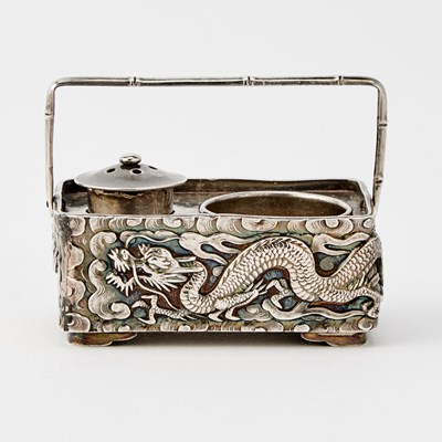 Lot 334 - A Japanese Silver Salt and Pepper Set