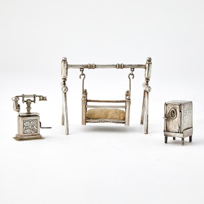 Lot 64 - Three Rare Chinese Export Silver Miniature Articles