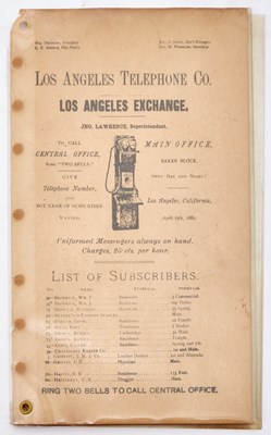 Lot 171 - The first Los Angeles telephone directory