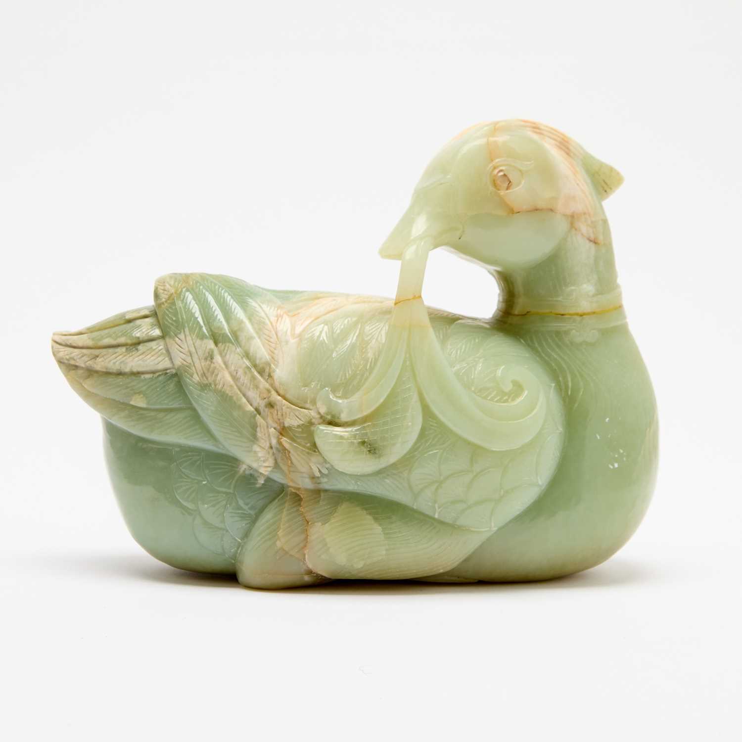 Lot 28 - A Large Chinese Celadon Jade Figure of a Duck